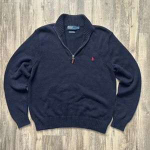 Vintage Polo Ralph Lauren 1/4 Zip Knit Sweater Size XXL Pima Cotton